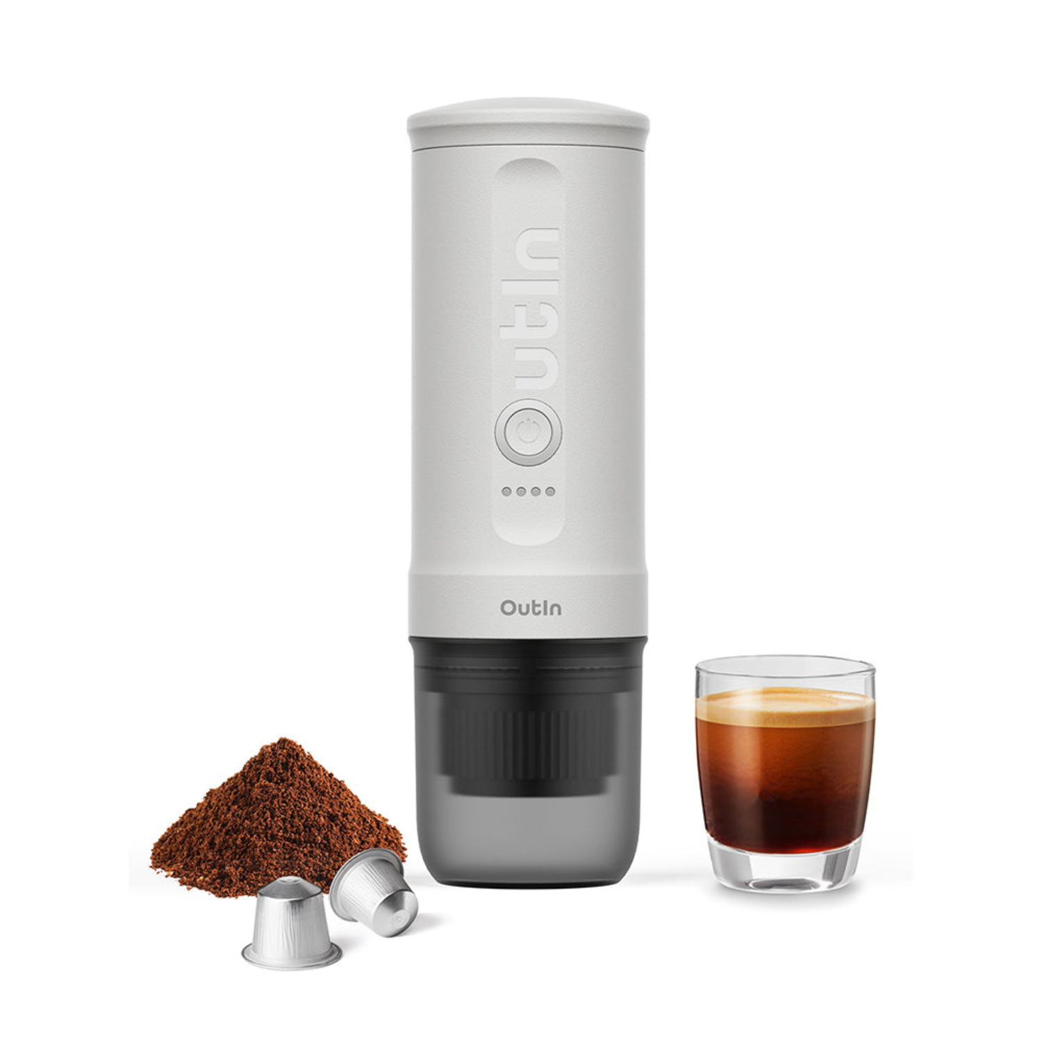 OutIn Nano Portable Espresso Machine (Pearl White) - Bean Sculpt