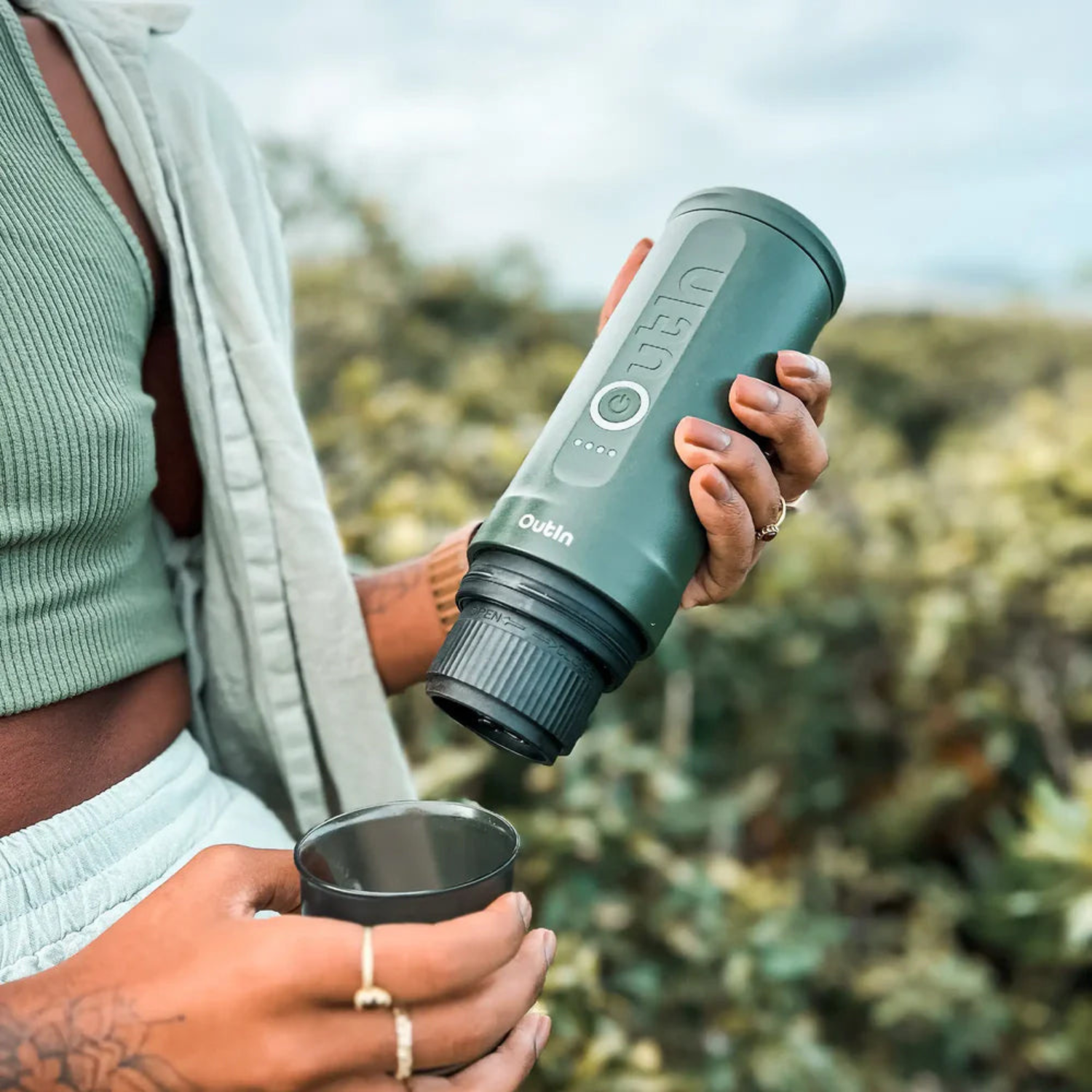 OutIn Nano Portable Espresso Machine (Teal) - Bean Sculpt